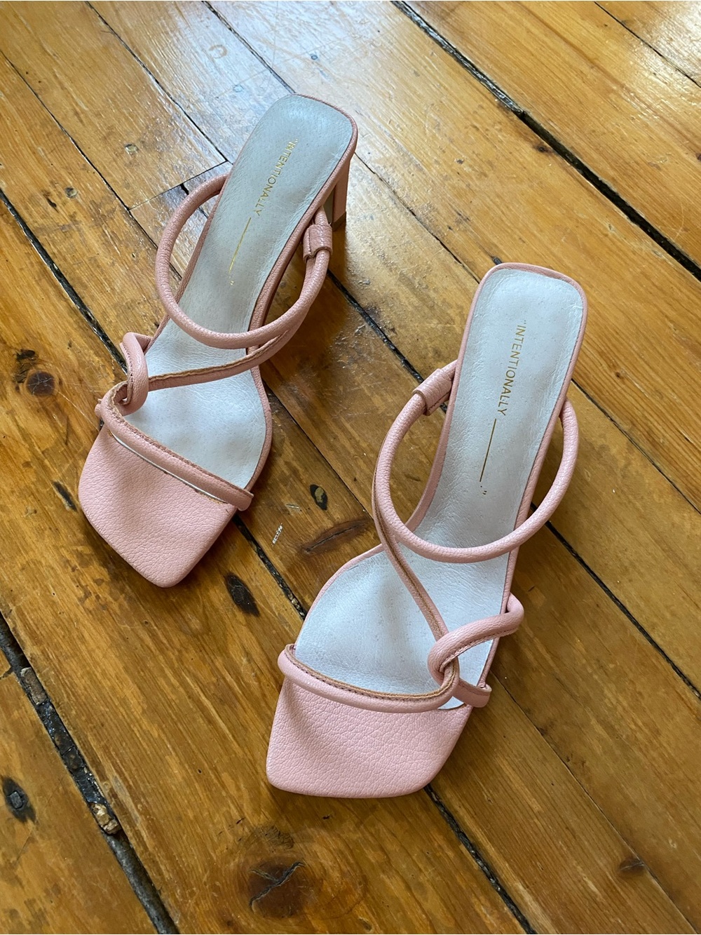 Intentionally Blank Peach Pink Strappy Heels